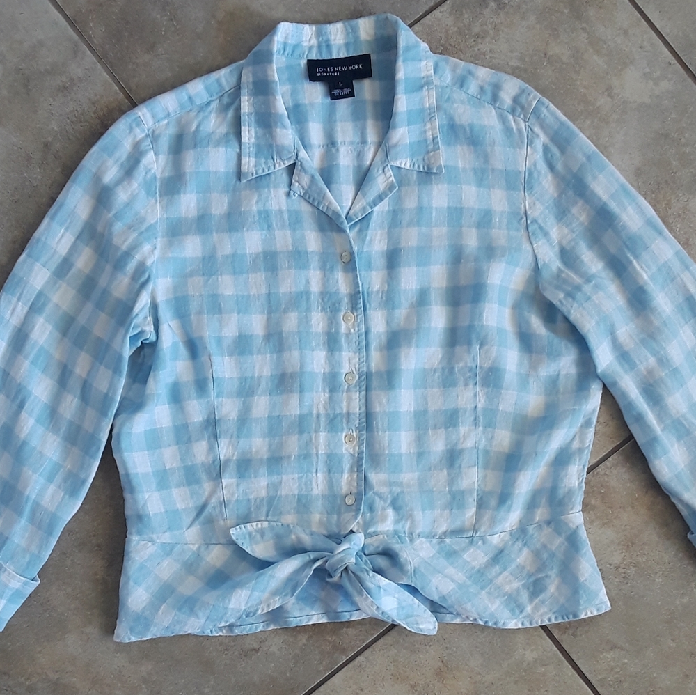 Sky Blue Plaid Top
